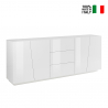 Weiße Küchen- und Wohnzimmerschrank Vega Side 220 cm mit 2 Fächern und 3 Schubladen Verkauf