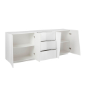 Weiße Küchen- und Wohnzimmerschrank Vega Side 220 cm mit 2 Fächern und 3 Schubladen Sales