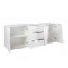 Weiße Küchen- und Wohnzimmerschrank Vega Side 220 cm mit 2 Fächern und 3 Schubladen Sales