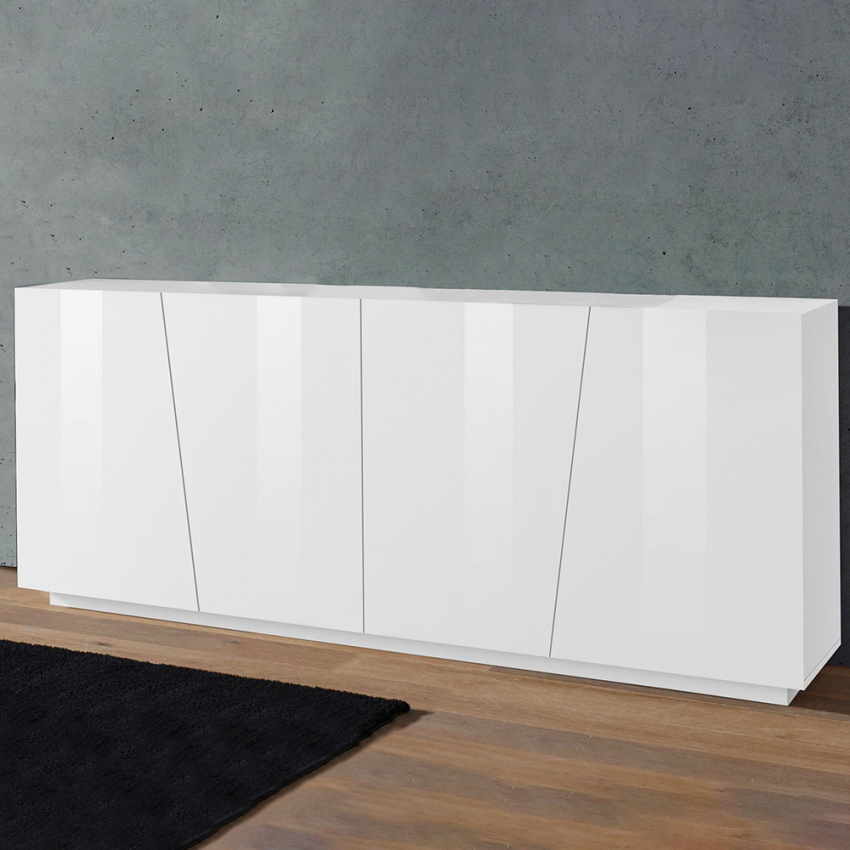 Moderner weißer Buffet-Schrank 200 cm mit 4 Türen und 2 Fächern Vega Day Aktion Moderner weißer Buffet-Schrank 200 cm mit 4 Türen und 2 Fächern Vega Day Aktion