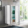 Design Wohnzimmer-Vitrine 120 cm glänzend weiß grau Corona Aktion