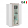 Design Wohnzimmer-Vitrine 120 cm glänzend weiß grau Corona Verkauf