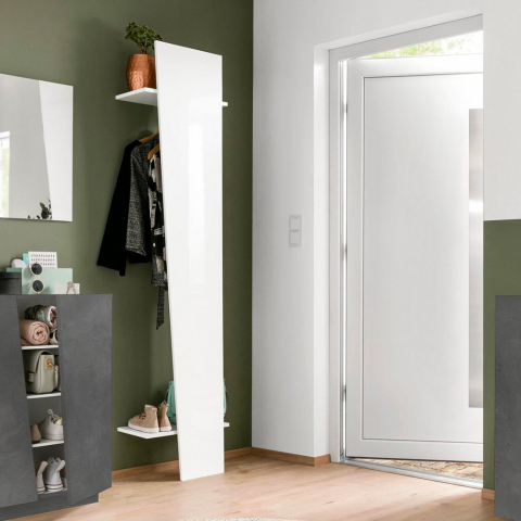Moderner offener Kleiderschrank Garderobe Weiß Hochglanz für Flur oder Schlafzimmer Ping Bianco Lucido Hang Aktion