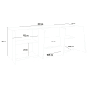 Sideboard Modernes Design 4 Türen 3 Schubladen 220cm Wohnzimmer weiß glänzend Ping Wide