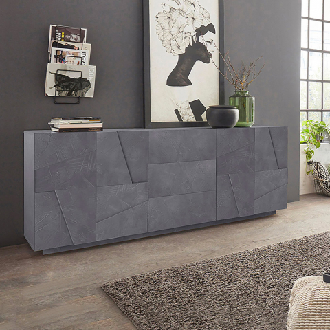 Design-Sideboard für das Wohnzimmer 4 Türen 3 Schubladen 220 cm Ardesia Ping Wide Aktion
