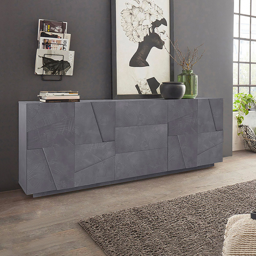 Design-Sideboard für das Wohnzimmer 4 Türen 3 Schubladen 220 cm Ardesia Ping Wide Aktion