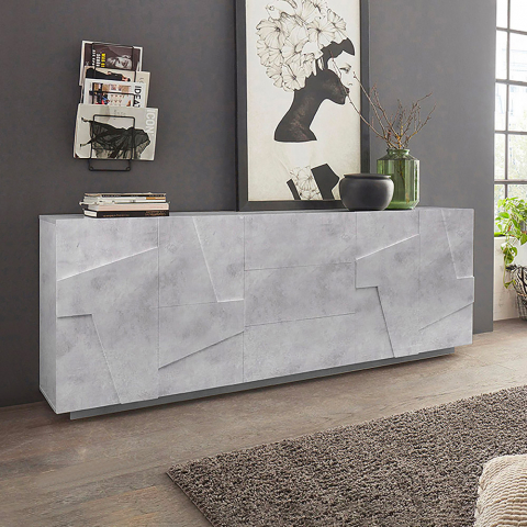 Design-Sideboard 4 Türen 3 Schubladen 220cm Grau Ping Wide Aktion