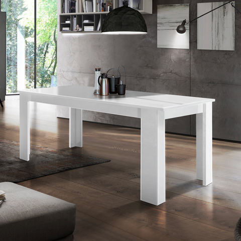 Glänzender weißer ausziehbarer Tisch 140-190x90cm für Esszimmer Jesi Light