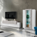 Wohnwand Weiß Grau TV-Schrank Vitrine Corona Aktion