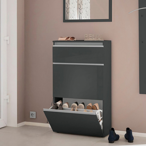 Schuhschrank 60cm 2 Klapptüren Platz für 12 Paar Schuhe Magic Bata Ardesia Aktion
