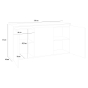 Sideboard 3 Türen 150cm weiß glänzend Flur Wohnzimmer Magic Lawe