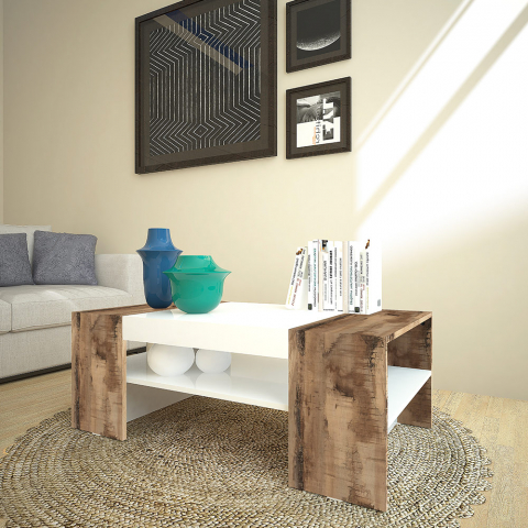 Designer Couchtisch Wohnzimmer Sofa Zweifarbig 110x60cm Cherry Acero Aktion