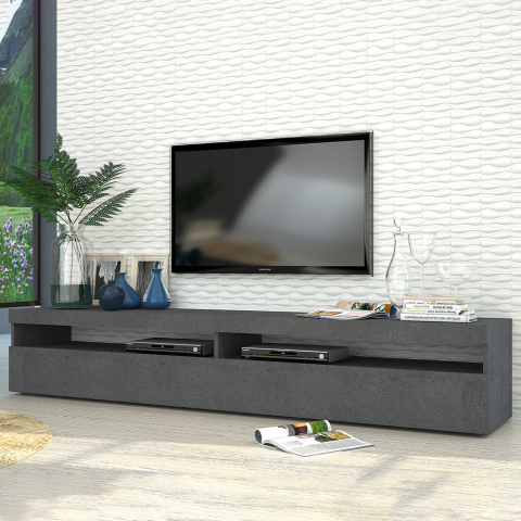 TV-Möbel antrazith Design Wohnzimmer 200cm 4 Fächer 2 Türen Burrata Report Aktion