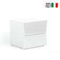 Glänzend weißes Design Nachttisch 2 Schubladen Schlafzimmer Arco Smart Verkauf