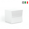 Glänzend weißer Nachttisch mit 2 Schubladen für Schlafzimmer Arco Smart