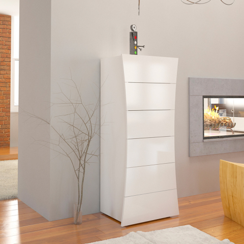 Kommode Schlafzimmer 6 Schubladen Hochglanz Weiß Arco Septet Aktion