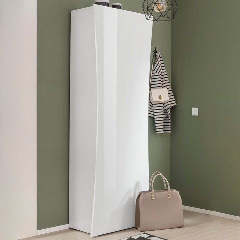 Arco Garderobenschrank für Flur & Wohnzimmer - Design, 5 Fächer, Hochglanz Weiß Aktion