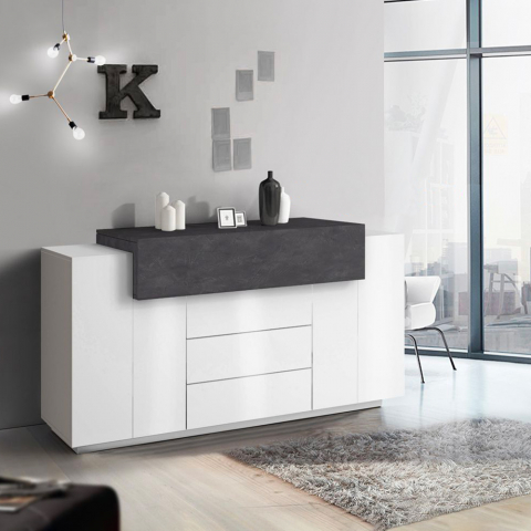 Sideboard mit 2 Türen, 3 Schubladen und Klappfach Coro Kaip Ardesia Wohnzimmer Aktion