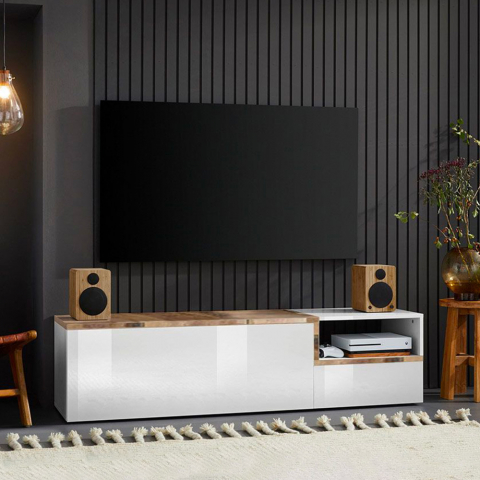 TV-Schrank 160 cm mit 2 Türen und 1 Fach, Design Wohnzimmer Zet Kiwey Ahorn M Aktion