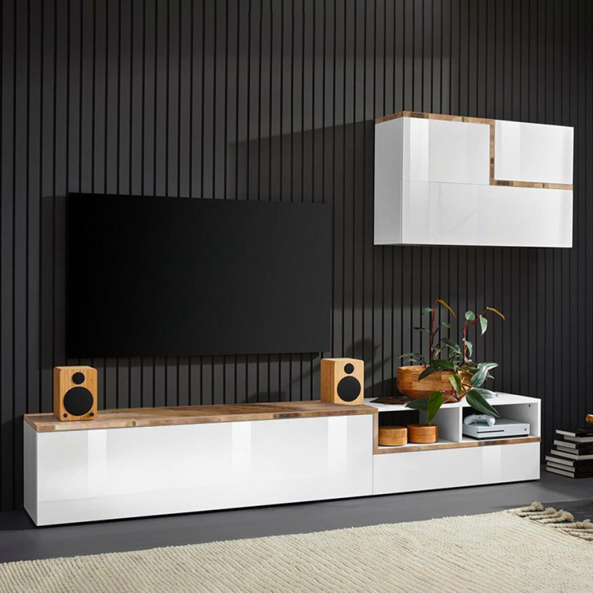 Wandregal TV-Schrank Wohnzimmer Design Zet Skone Acero