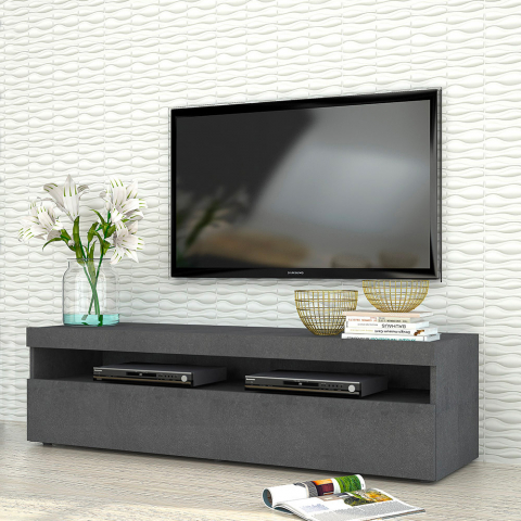 Designer TV-Schrank antrazit Wohnzimmer 130cm 2 Fächer 1 Tür Burrata City Aktion