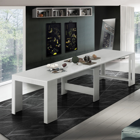 Ausziehbarer weißer Esstisch Konsole 90x51-300cm Pratika Larch Aktion
