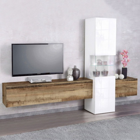 Design-Holz-TV-Schrank Hängeelement weiß Incontro Light Aktion