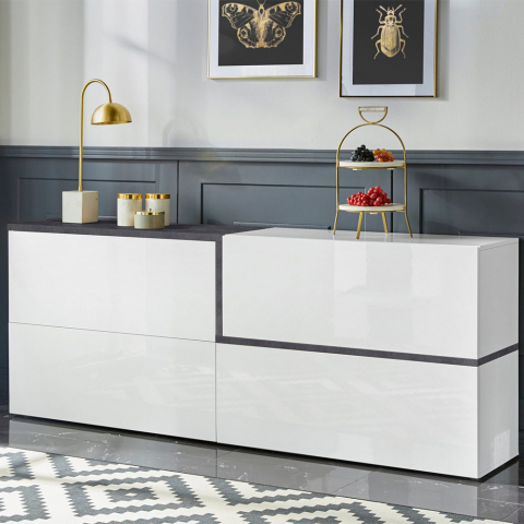 Sideboard 210cm 4 Türen Modernes Design Eingangsbereich Zet Pavin Ardesia Aktion