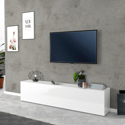 TV-Schrank Wohnzimmer 180 cm, 1 Tür, 2 Fächer, Weiß Hochglanz Joy Low Aktion