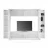 Wohnwand Joy Ledge - Weiß Hochglanz mit TV-Schrank und Hängeschrank mit Glasvitrine Sales