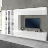 Hochglanz-Weiße Wohnwand mit TV-Möbel, Vitrine & 2 Hängeschränken Joy Wide Aktion