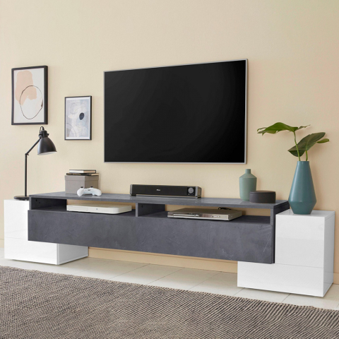 Design-TV-Schrank 210 cm mit Klapptür, 2 Fächer Pillon Ardesia XXL Aktion