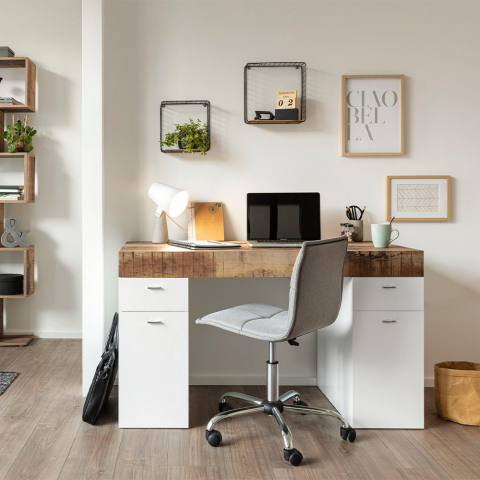 Platzsparender Schreibtisch 130x60cm Schiebeplatte Home Office Sliding L Acero