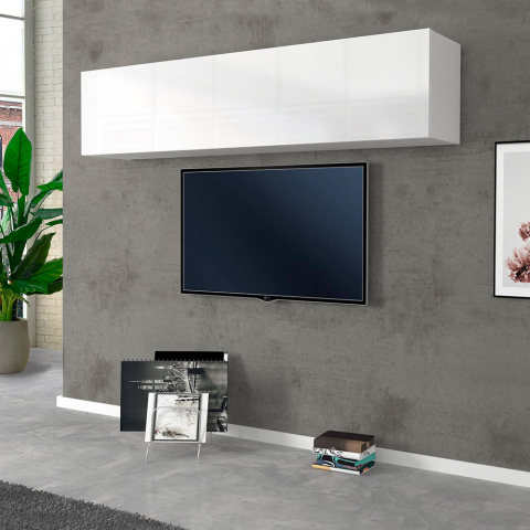 Hängeschrank 180 cm Wohnzimmer Weiß Hochglanz Klapptür 2 Fächer Joy Up Aktion