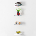 Set aus 4 Wandregalen Holz und Glas Design Wohnzimmer Joy Wall Aktion