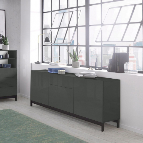 Sideboard Metis Four Up Report, 170 cm, 3 Türen, Schublade, hochglanz Anthrazit Aktion