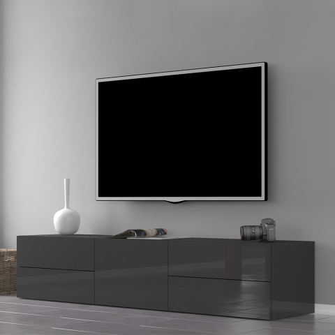 TV-Unterschrank Metis Living Report, hochglanz anthrazit, 170 cm, 4 Schubladen, Tür Aktion