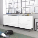 Metis Up Sideboard Wohnzimmer 2 Türen 3 Schubladen 170 cm Hochglanz Weiß Kommode Aktion