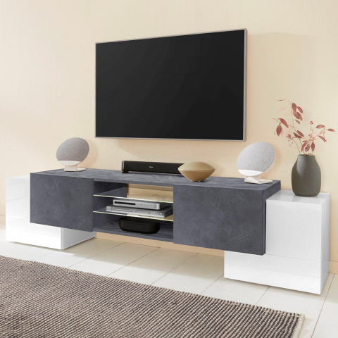TV-Schrank 190cm, 4 Türen, 2 Regale, modernes Design, Pillon Ardesia XL Aktion