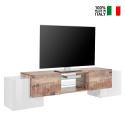 Fernsehmöbel mit 2 Glasböden, 4 Türen, 190 cm, Wohnzimmer, Pillon Acero XL Verkauf