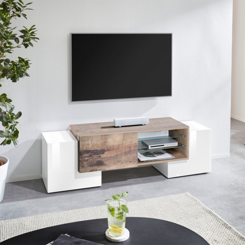 TV-Ständer 150cm modernes Design 3 Türen 2 Einlegeböden Pillon Acero M Aktion