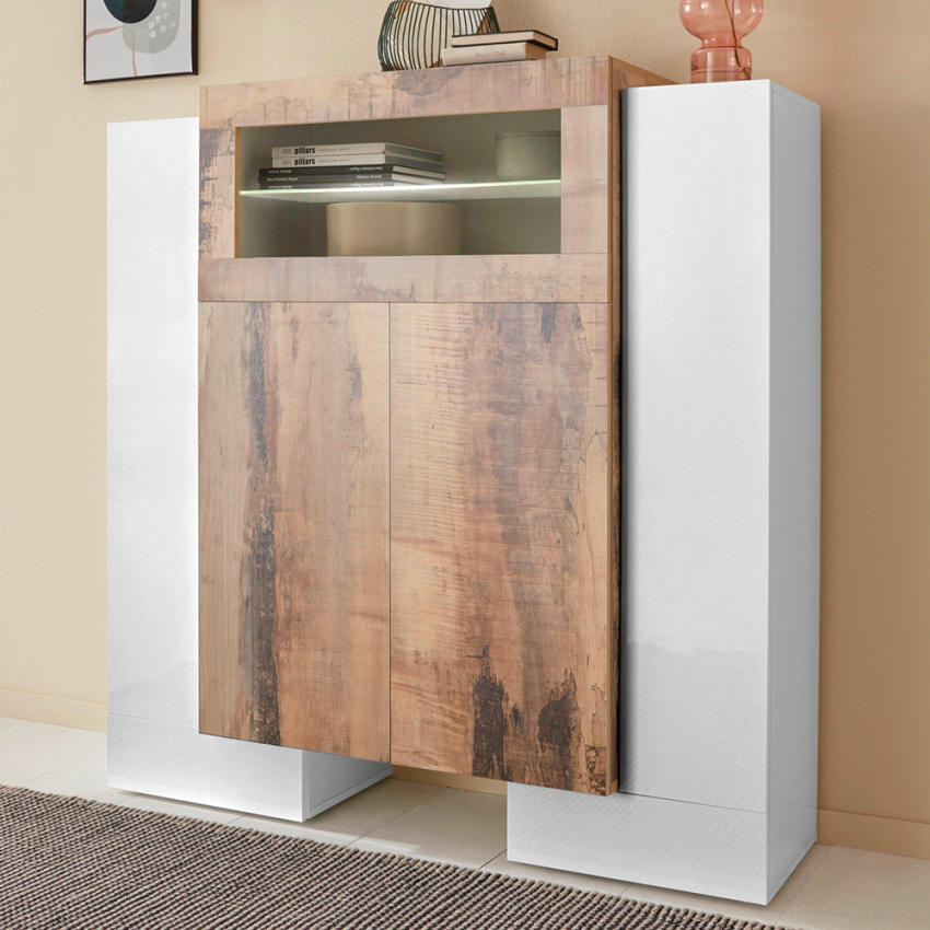 Moderne Design-Vitrine mit 2 Türen für das Wohnzimmer, Pillon Trivum Acero Aktion Moderne Design-Vitrine mit 2 Türen für das Wohnzimmer, Pillon Trivum Acero Aktion