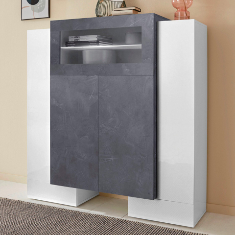 Vitrine Anrichte 2 Türen Wohnzimmer Esszimmer Pillon Trivum Ardesia Aktion