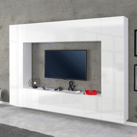 Wohnwand mit TV-Board und Hängeschrank Joy Mold - 2 Schrankspalten Aktion