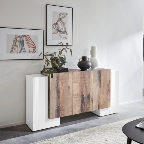 Sideboard 5 Türen 4 Regale Sideboard modernes Design 170cm Pillon Lumi Acero