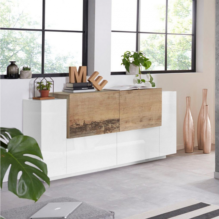 Modernes Design Wohnzimmer Sideboard 160cm 4 Türen Holz Weiß New Coro Four Modernes Design Wohnzimmer Sideboard 160cm 4 Türen Holz Weiß New Coro Four