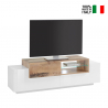 TV-Möbel mit 3 Türen, offenem Fach, 160 cm, Weiß und Holz, New Coro Low M Verkauf