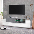 TV-Lowboard New Coro Low M, 160 cm, offene Ablage, 3 Türen, Weiß und Schiefergrau Aktion