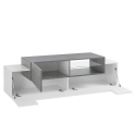 TV-Lowboard New Coro Low M, 160 cm, offene Ablage, 3 Türen, Weiß und Schiefergrau Angebot