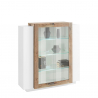 Design-Vitrine in Hochglanz Weiß und Holz für Wohnzimmer New Coro Hem Angebot